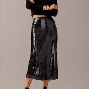 NEW J. Crew x Anna October Black Limited Edition Sequins Midi Skirt Plus Size 20